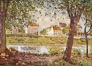 Alfred Sisley Dorf am Ufer der Seine painting